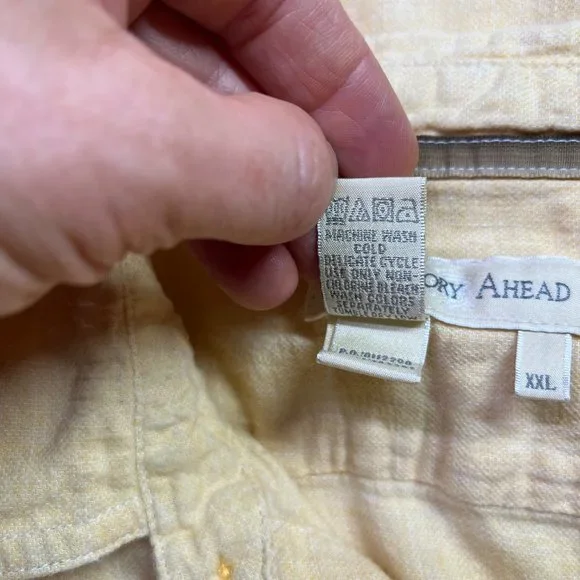 Territory Ahead Men's XXL Pale Yellow Long Sleeve Button-Up Shirt Linen Cotton - Picture 8 of 9